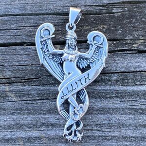 Large Goddess Lilith Pendant in .925 Sterling Silver Sumerian Goddess jewelry